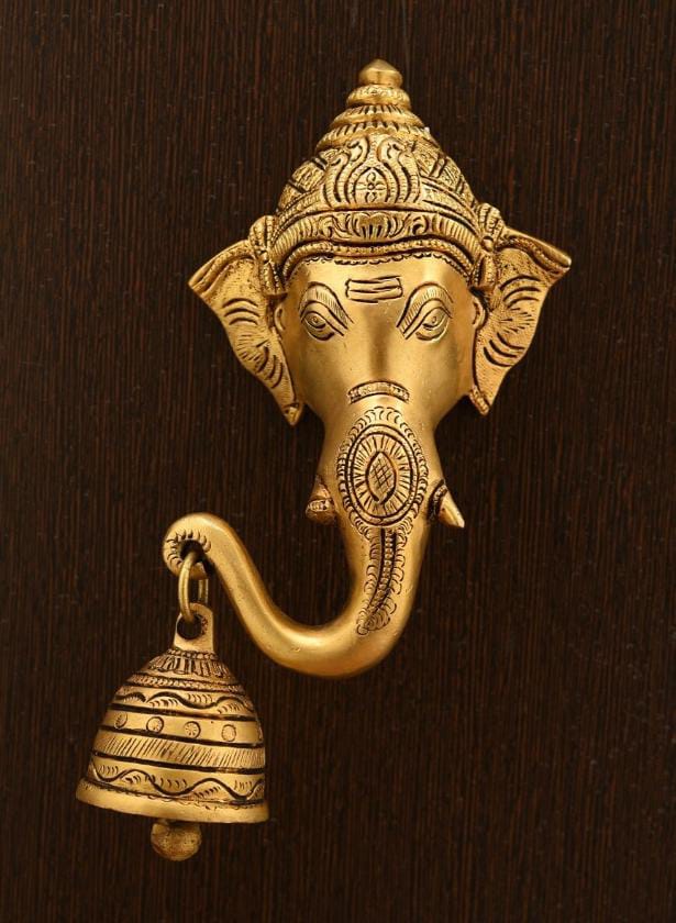 brass ganesh wall hanging with bell home décor/ gift item
